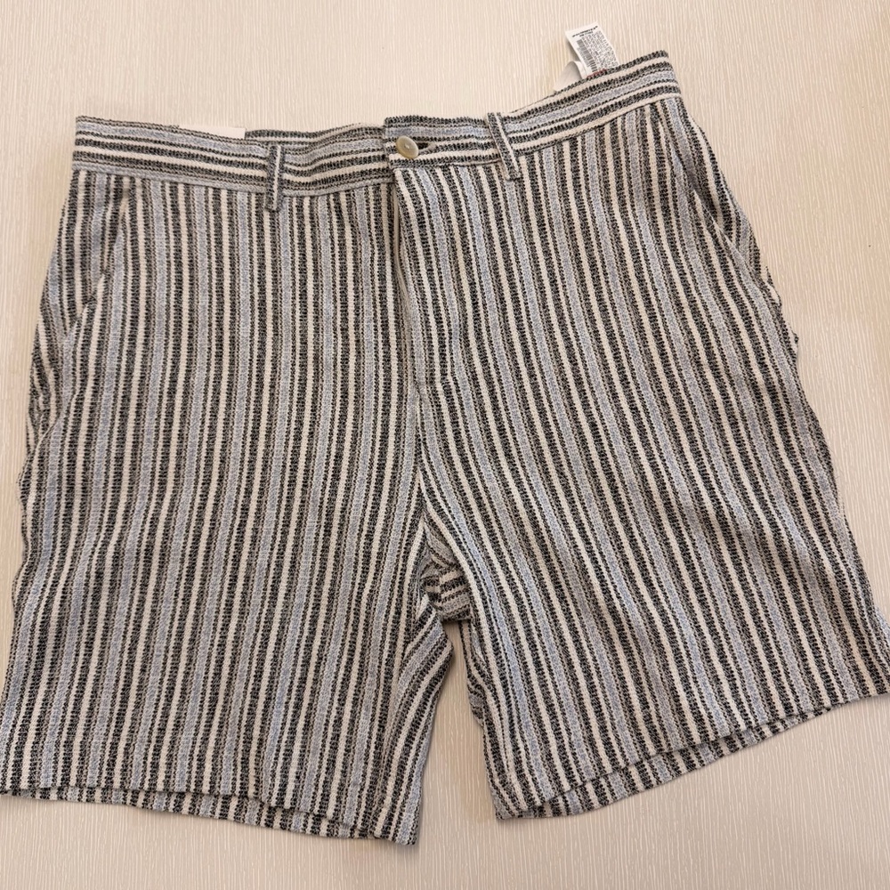 Zara Black and White Striped Men's Shorts